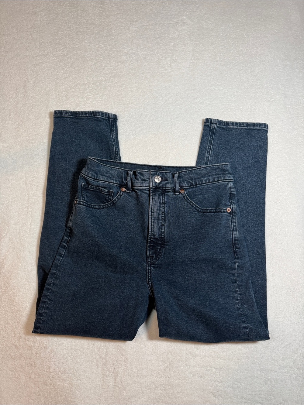 Express Women’s Straight Leg Jeans in Dark Blue Denim